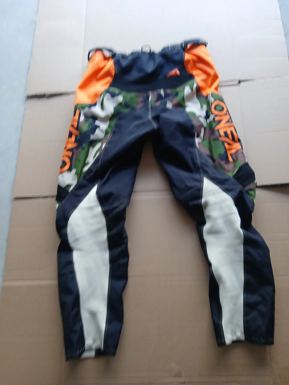 Men's Black & Orange Camo Motocross Pants - Picture 2 of 2